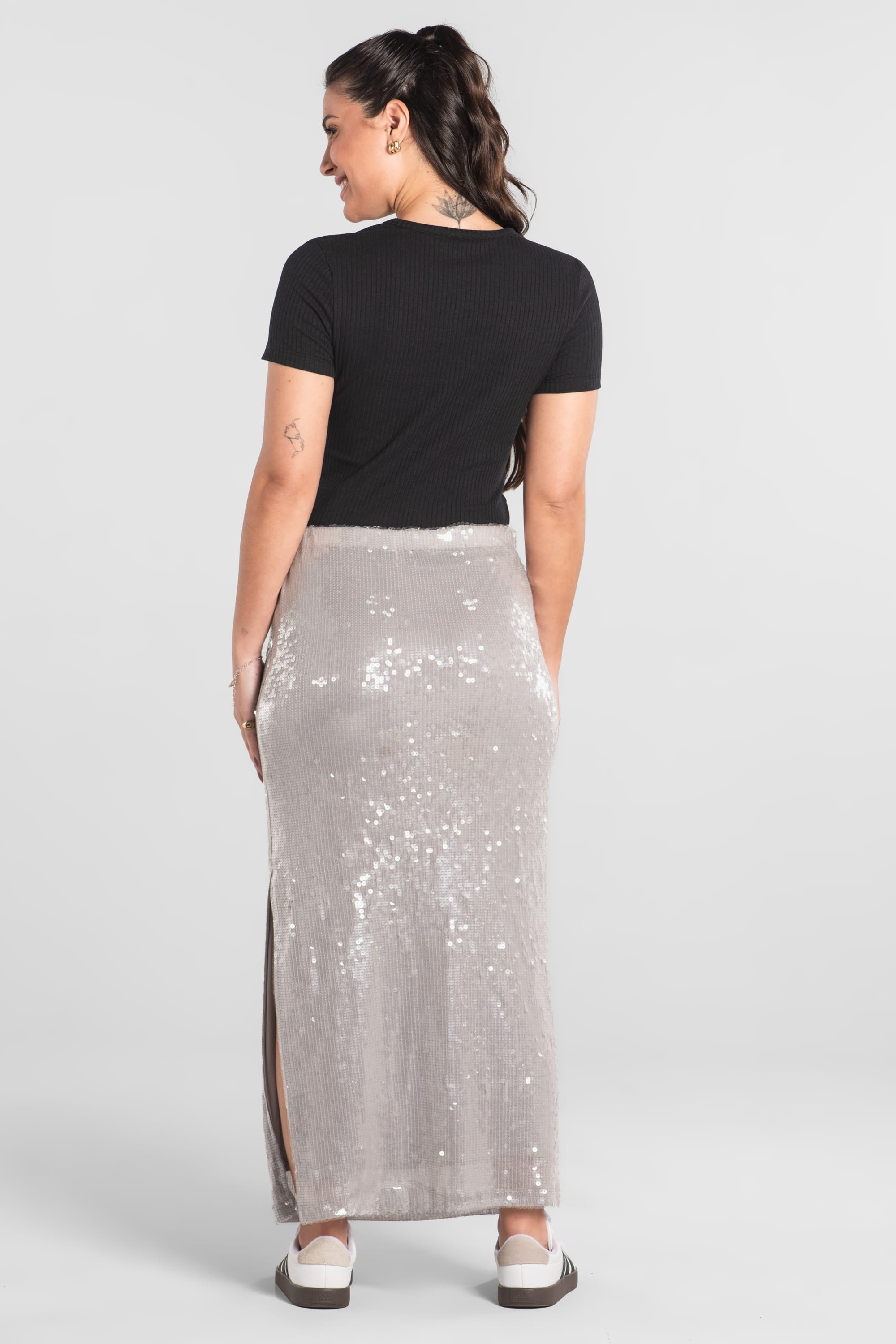 Blusa Feminina Adulto em Ribana Canelada (Preto) Just Basic - Imagem 8